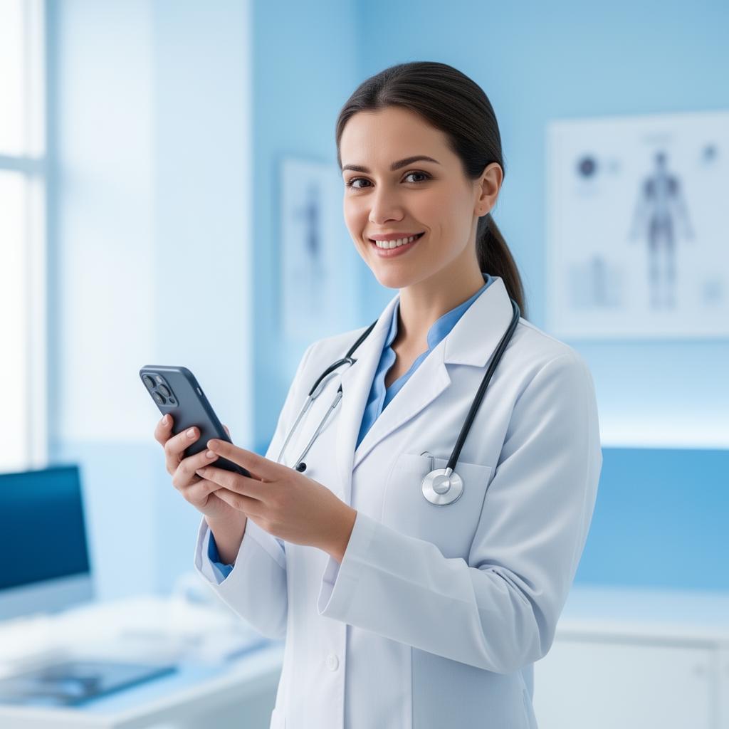 Médica a realizar consulta online